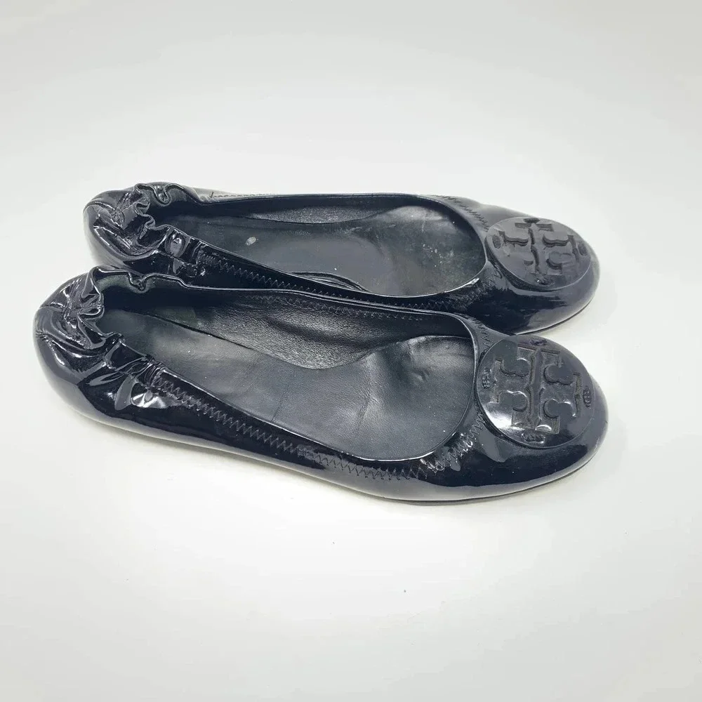 Tory Burch‎ Reva Classic Patent Leather Ballet Flats Black Size US 7.5